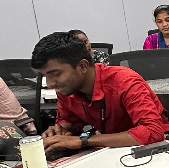 Chennai student speaking into device